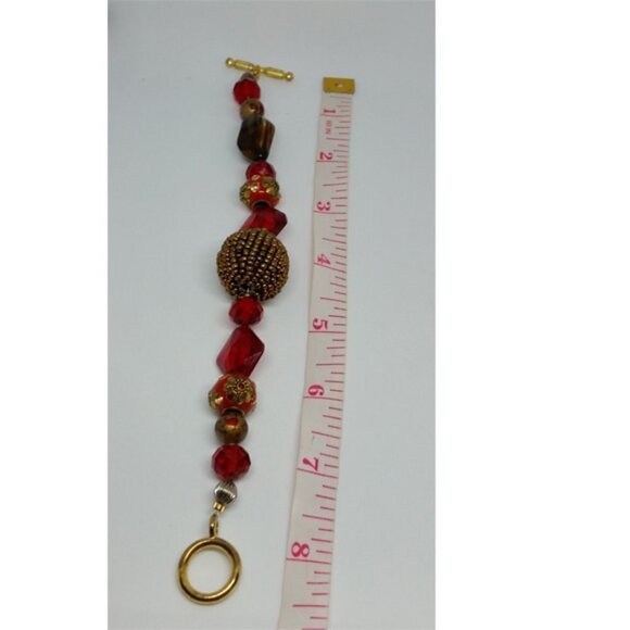 fun statement ruby red toggle clap bracelet large wrist - Picture 3 of 3